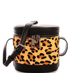 Faux Leather Leopard/Cheetah Camera Bag Black